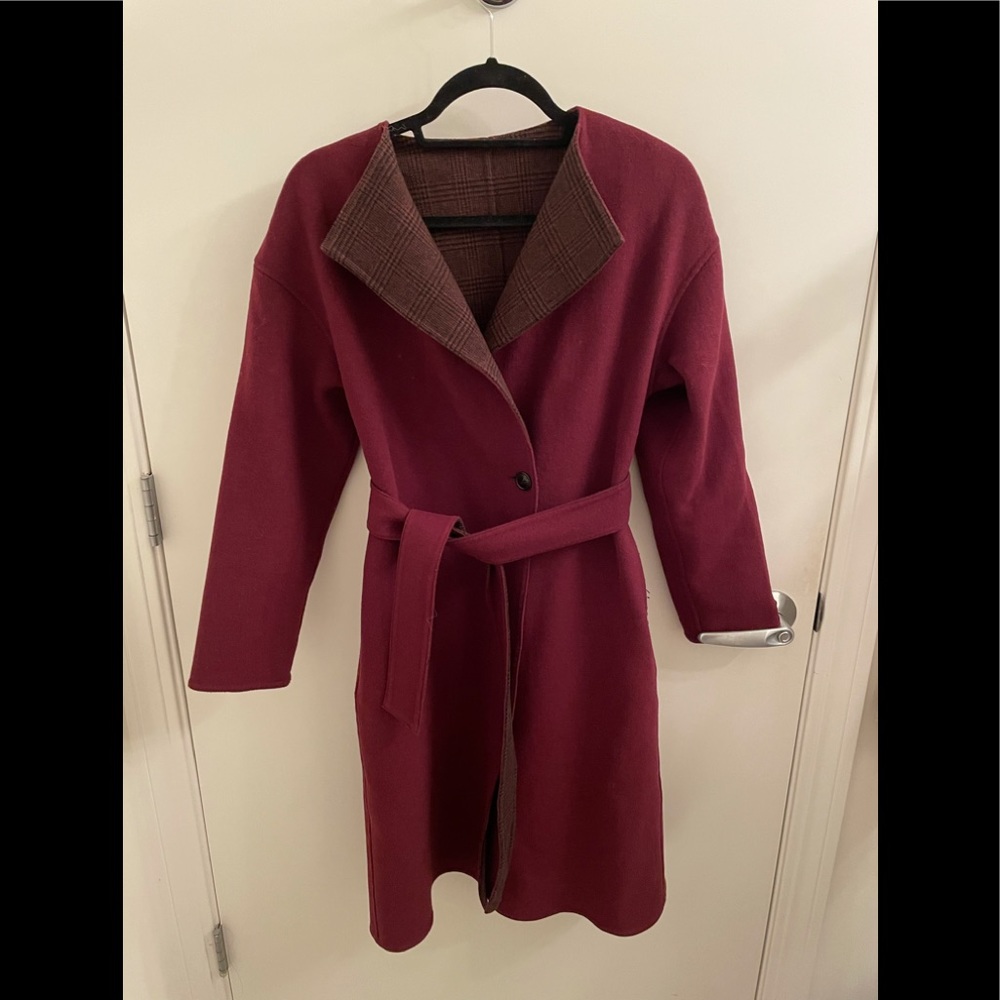 Burgundy wool blend coat
